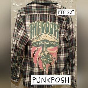 UPCYCLED FALL WINTER THE DOORS BAND GRAPHIC ON FLANNEL